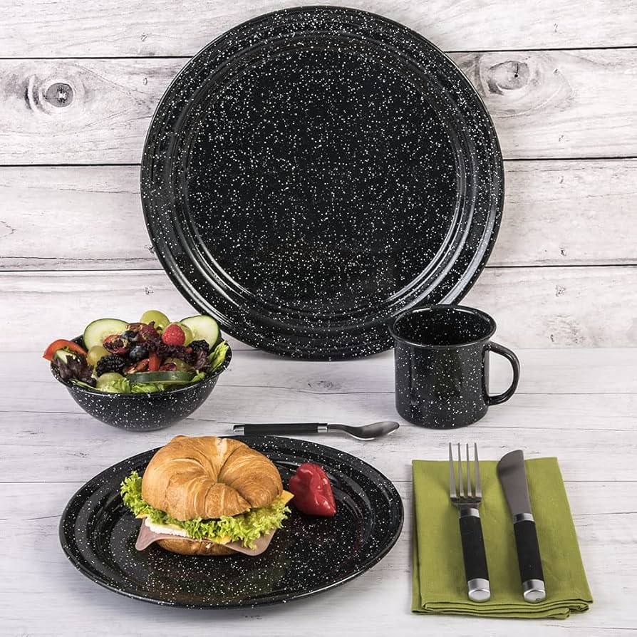 希少新品CINSA エナメルウェア キャンプ食器セット 16点デッドストック