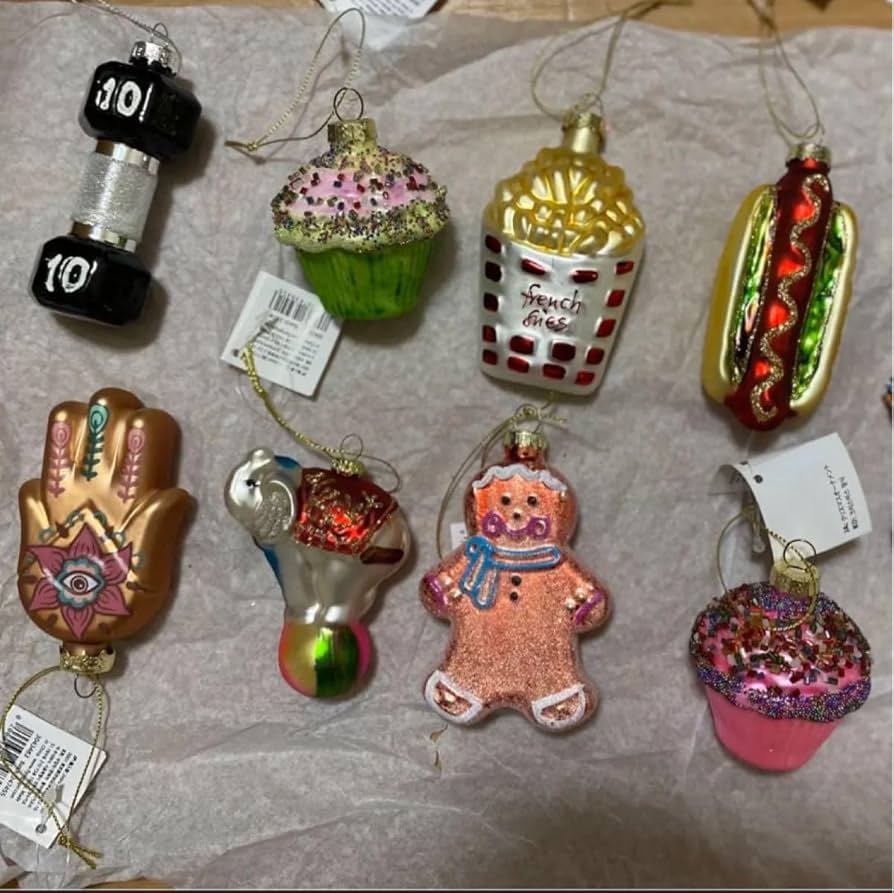 Amazon | 8個タグ付ガラス製オーナメント クリスマスツリー フライング