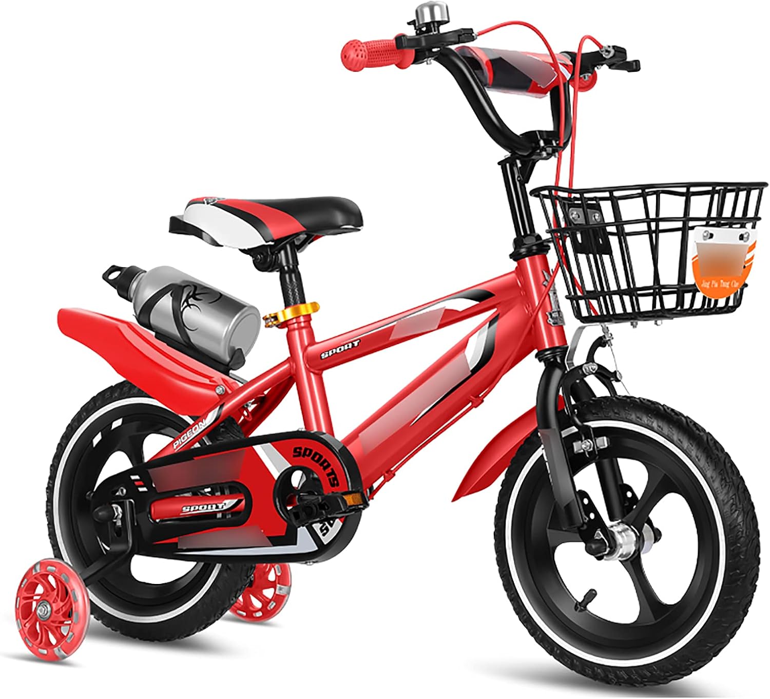 アサヒ子供用自転車 赤 補助輪.補助バー.バスケット付き 18インチ