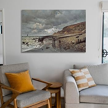 Amazon.co.jp: 画家クロード・モネ 干潮のエーヴ岬 印象派油絵ポスター