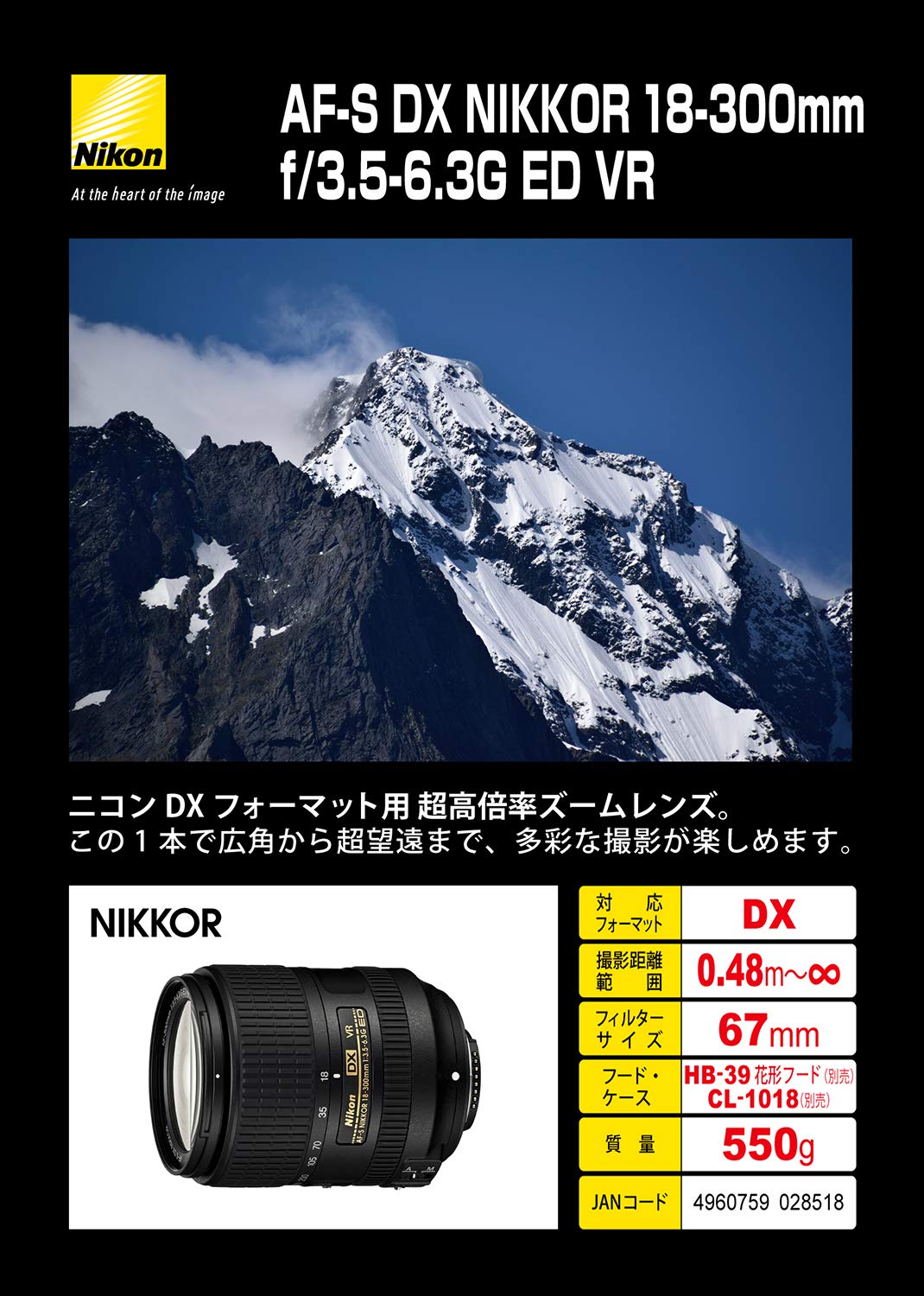 Amazon.com : Nikon 18-300 mm/F 3,5-6,3 AF-S DX G ED VR 18 mm Lens