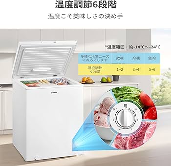 Amazon.co.jp: COMFEE' 冷凍庫 142L 上開き 温度調節6段階 大容量冷凍