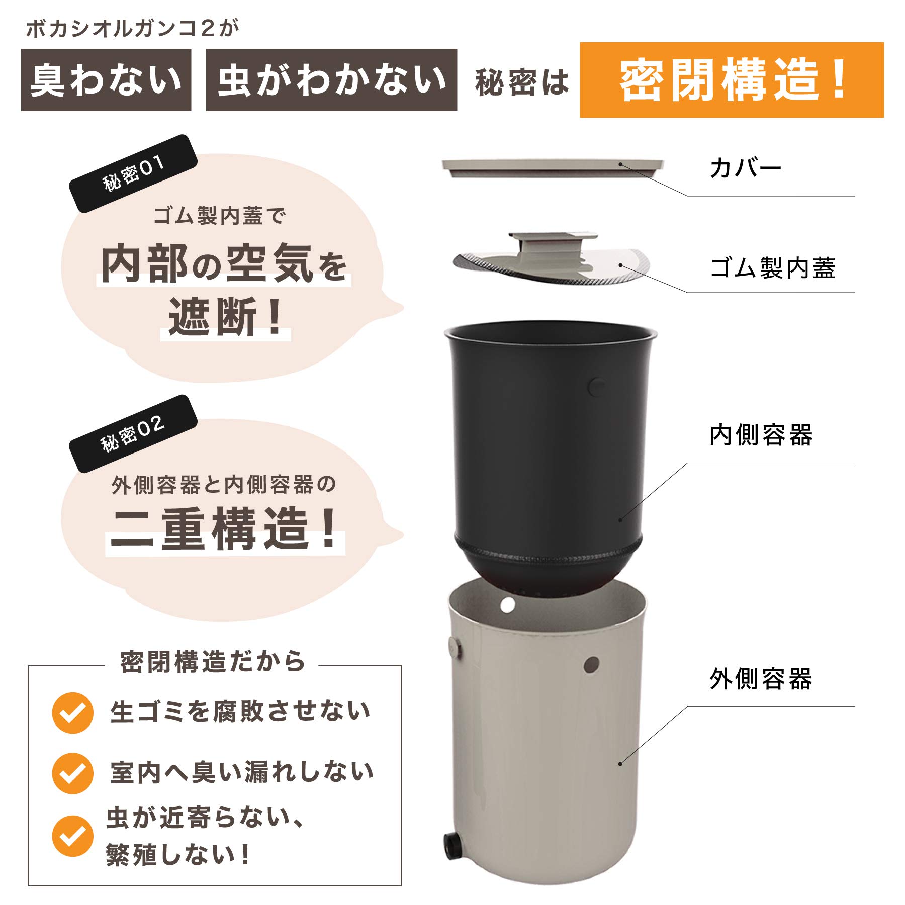 Amazon.co.jp: 【助成金対象】 ボカシオルガンコ2 コンポスト 生ごみ