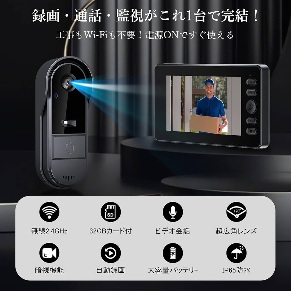 Amazon.co.jp: ZAIDER テレビドアホン カメラ付き インターホン 工事