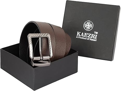 Buy Kesari Men's Leather Reversible Belt (Black and Brown, 28) at