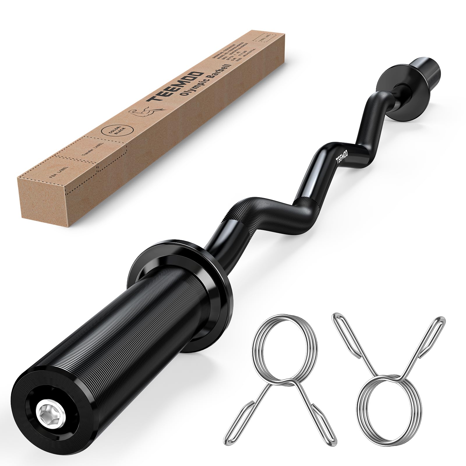 Amazon | TEEMOO バーベルシャフト 120cm 50mm オリンピックWバー ez