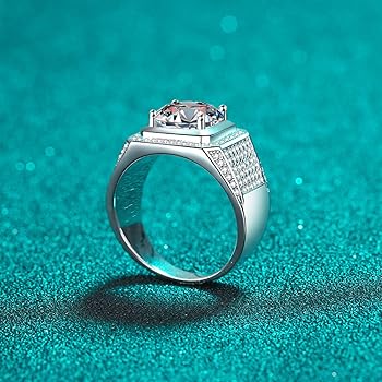 Amazon | LOEXZAH 5カラット 人工ダイヤモンド結婚指輪 男性用 モ
