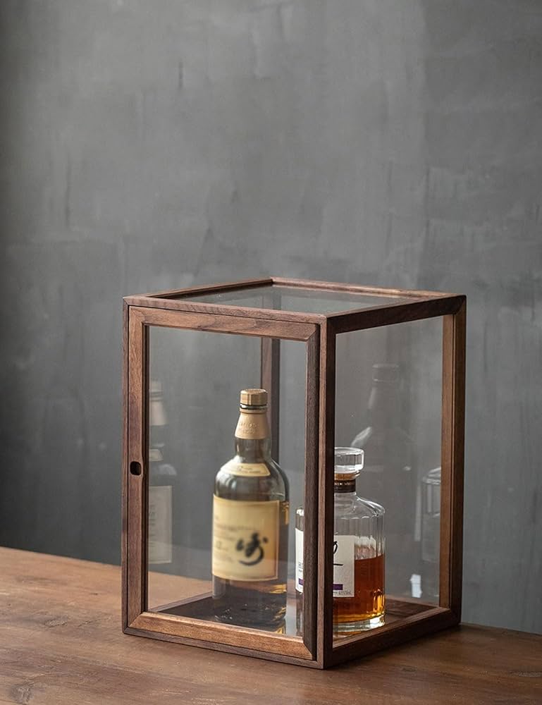 Amazon｜クリアブラックウォールナット木製ディスプレイケース