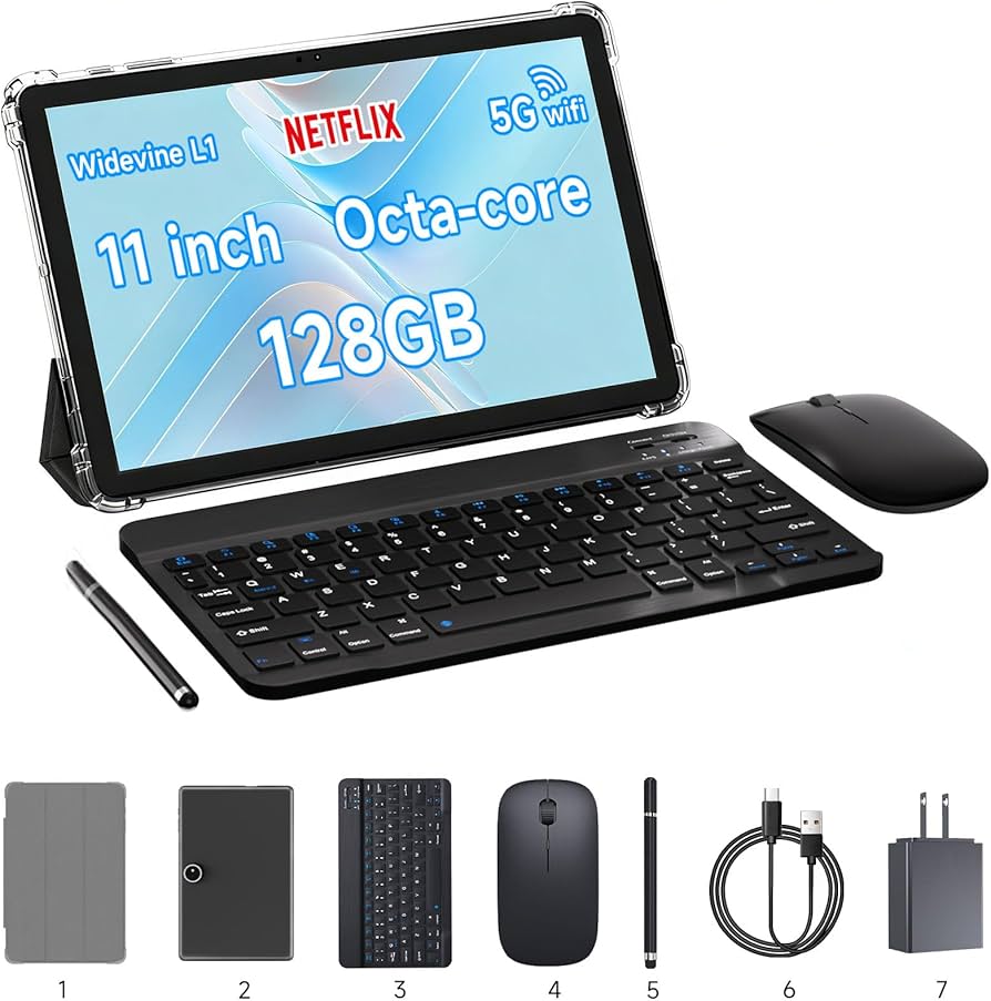 Amazon.com : 11 inch 2 in 1 Tablet, 18GB + 128GB, Android 15