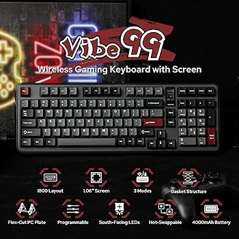 Amazon.com: MechLands Vibe99 Wireless Gaming Keyboard with 1.06