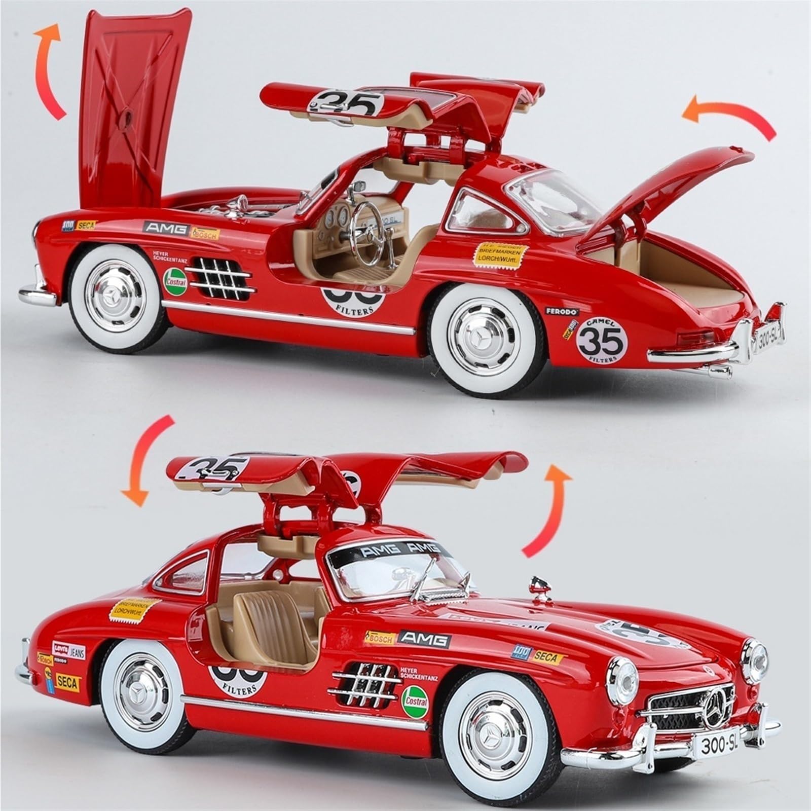 Amazon.co.jp: 1 24 メルセデスベンツ 300SL 塗​​装済み合金製車モデル