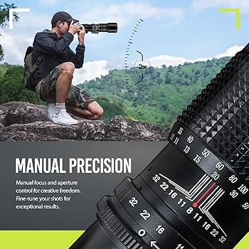 Amazon | ハイパワー500mm/1000mm F/8手動望遠レンズ、ブラック。Canon