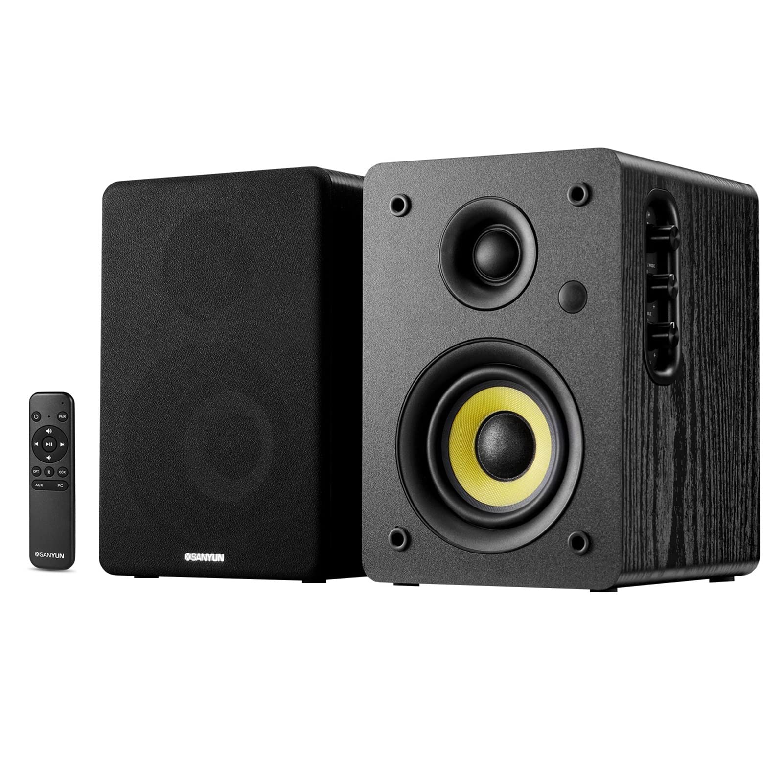 Sanyun SW206 4” HiFi Bookshelf Speakers with Studio Mode, 80W
