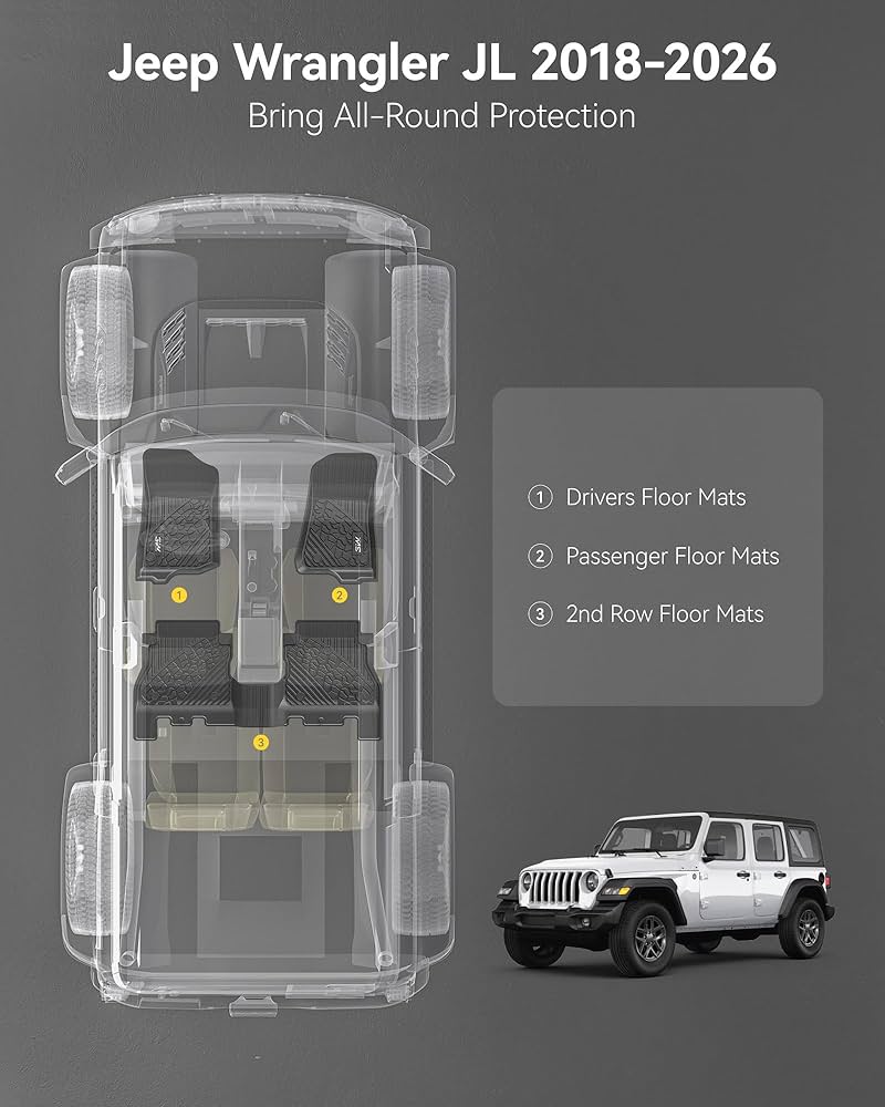 Amazon | 3W フロアマット ジープラングラー JL 2018-2025 2026