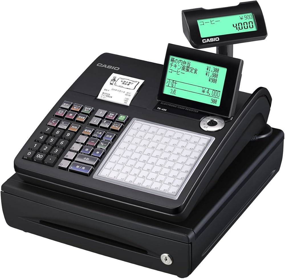 Amazon | カシオ レジスター 4部門 飲食店向け 小型 ドロア TK-400-BK