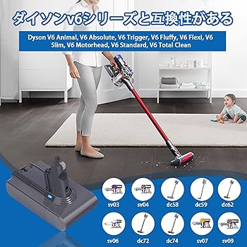 Amazon.co.jp: KUNLUN ダイソン バッテリー v6 DC62 DC61 HH08 DC72