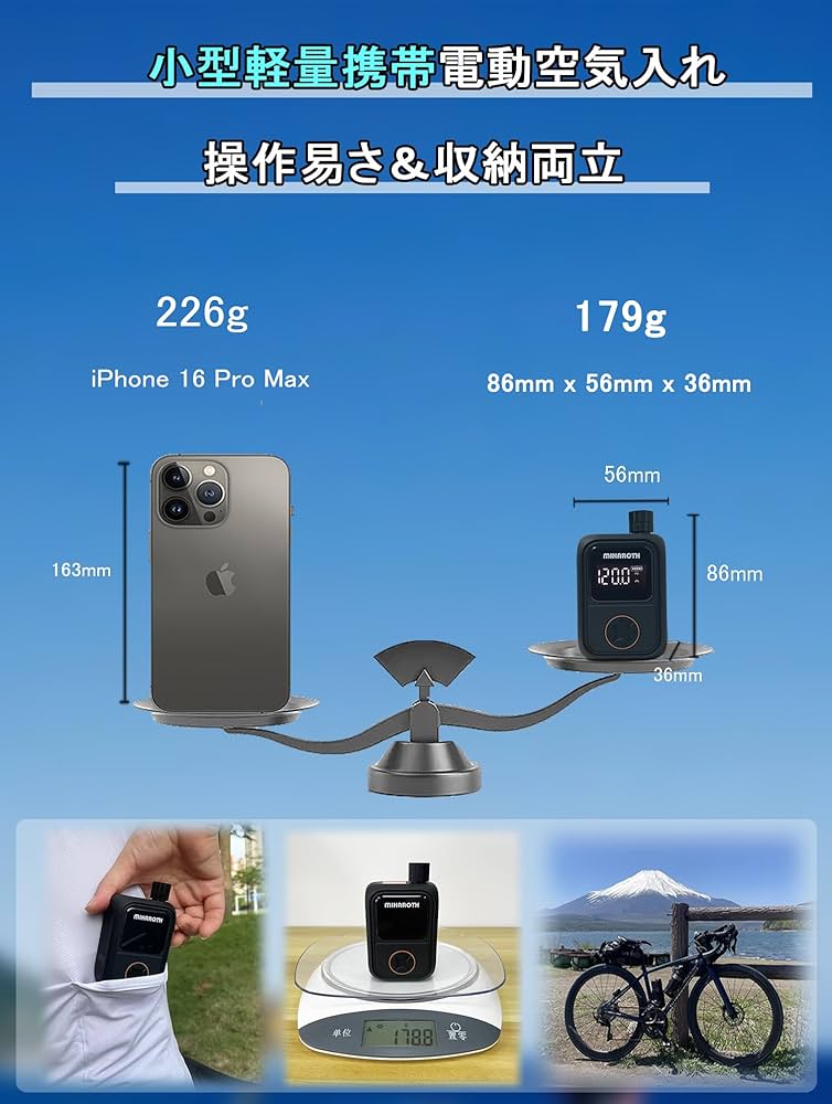 Amazon | MIHAROTHミハロス 自転車 空気入れ 電動空気入れ ロード