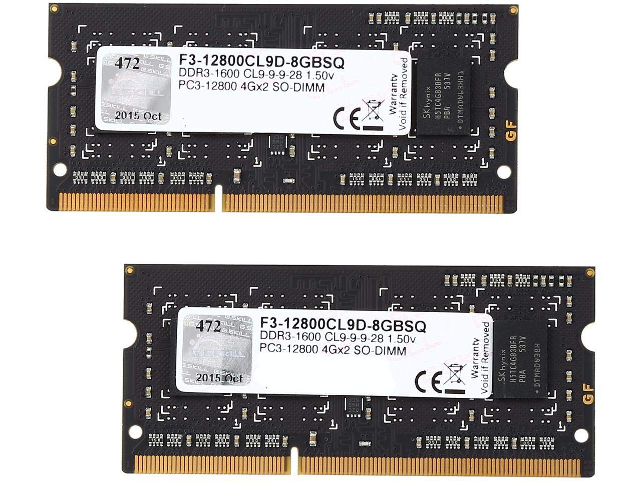 Amazon.com: 8GB G.Skill DDR3 PC3-12800 CL9 SQ Series Laptop Memory