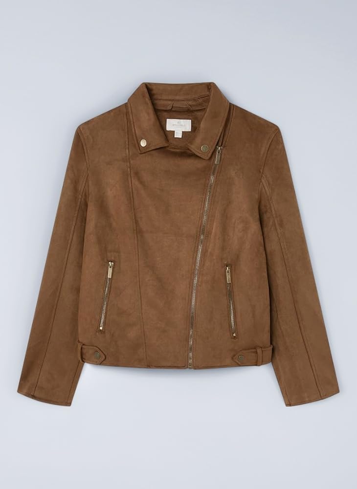 SPRINGFIELD Women's 8278856 Suede Biker Jacket, Brown Óxido, 40