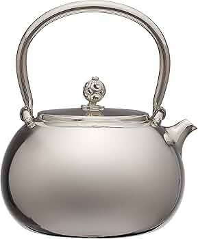 Amazon | 日本製 松本堂 純銀製 湯沸し 800ml 口打出平丸形模様 純銀