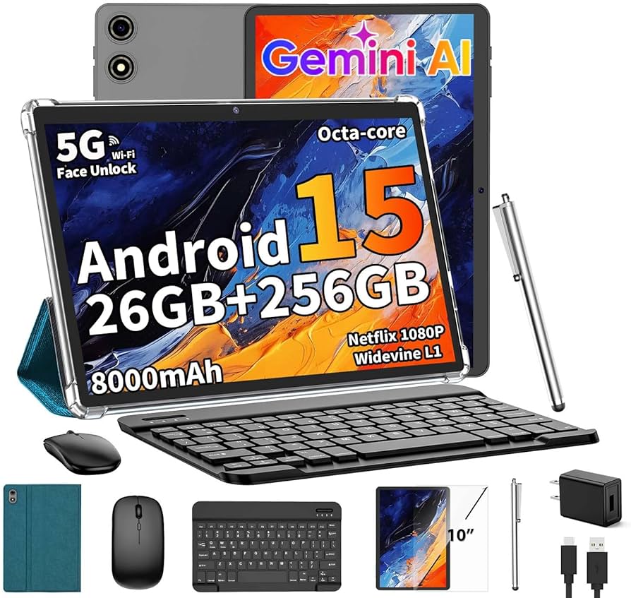 Amazon.com : Android 15 Tablet with Keyboard, 26GB RAM+256GB ROM