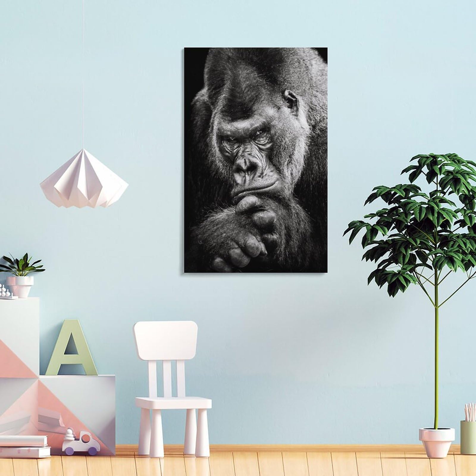 Amazon.co.jp: ブラックシンキングゴリラポスターとプリント動物の絵