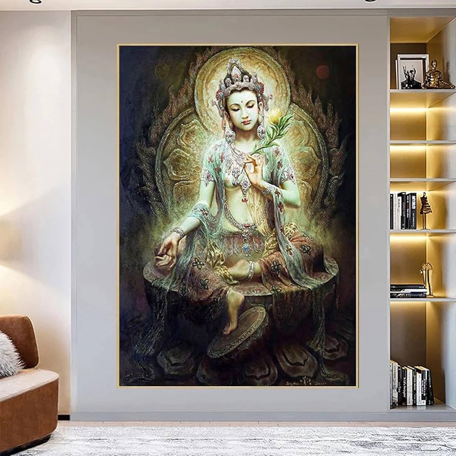 Amazon.co.jp: 観音菩薩 キャンバス絵画 宗教仏教 印刷ポスター 神様