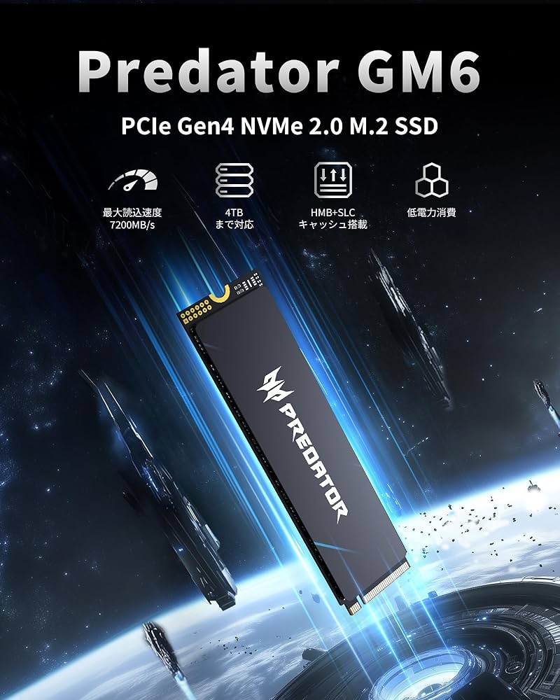 Amazon | Acer Predator M.2 SSD 2TB GM6 NVMe2.0 2280 PCIe Gen4×4 超