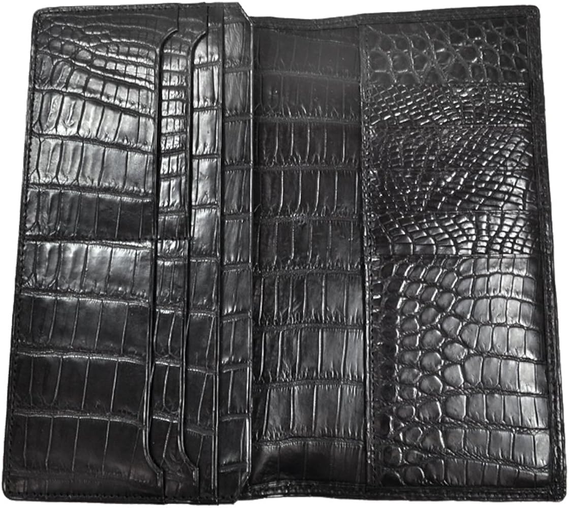 Amazon | [JRA] クロコダイル ブラッククロコ 長財布 ファスナーなし