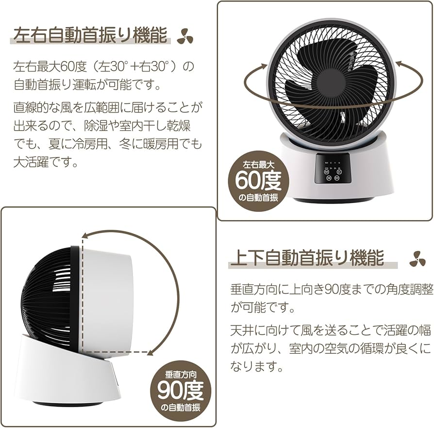 Amazon | MOSMEE サーキュレーター 最大出力30畳 パワフル送風 静音 DC