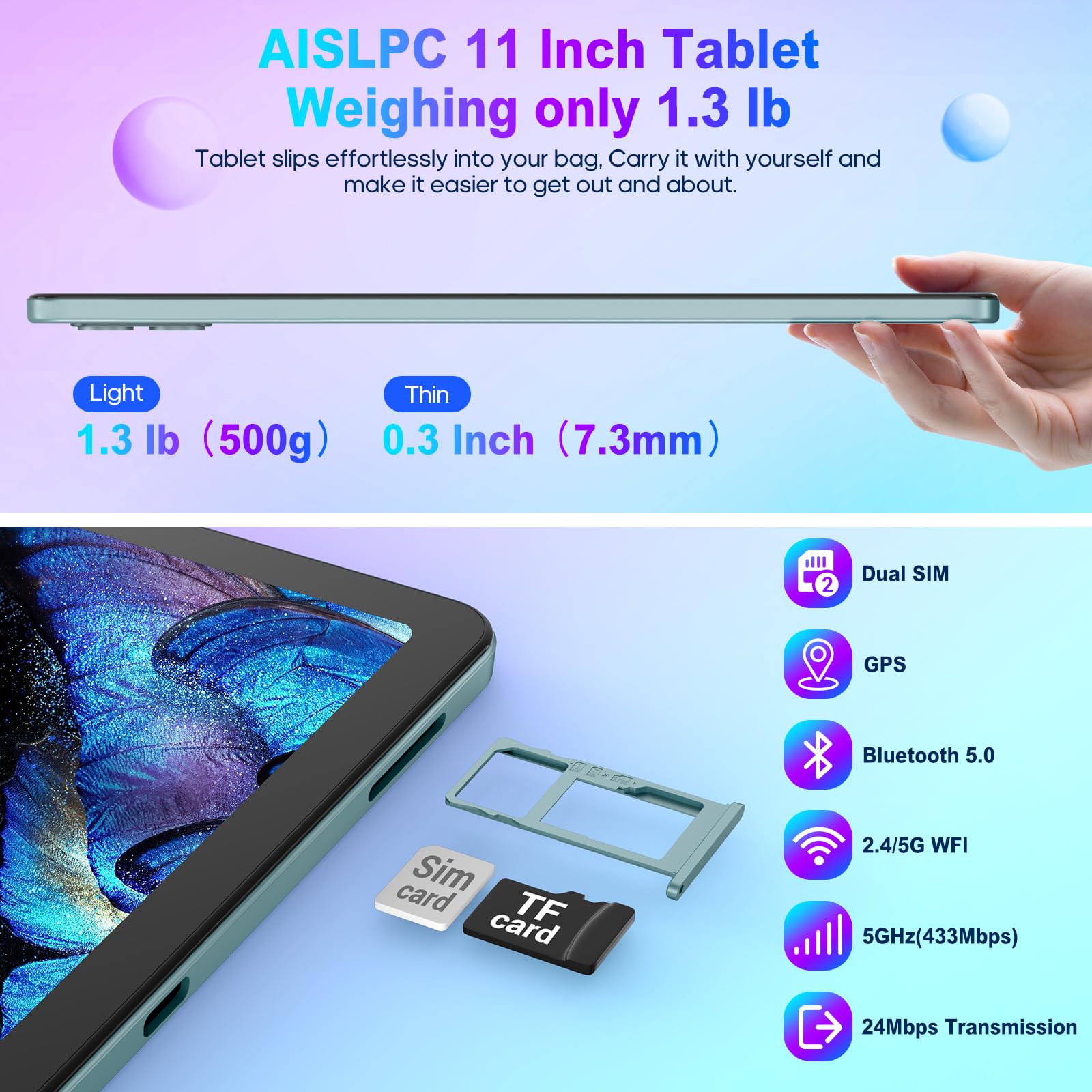 Amazon.com : AISLPC 11 Inch Tablet Android 13 Tablets 16GB RAM+