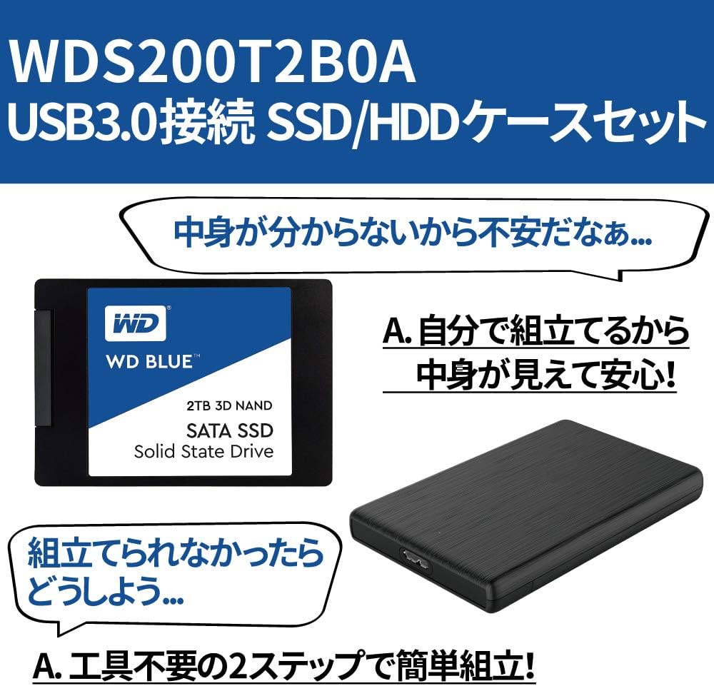 Amazon | Western Digital SSD 2TB WD Blue 玄人志向 SSD/HDD USB3.0