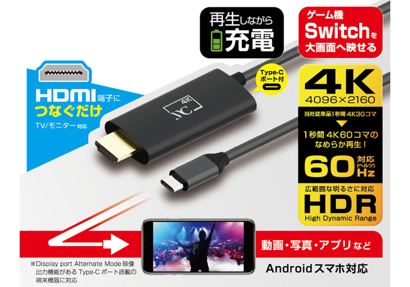 Amazon | カシムラ(Kashimura)/HDMI変換ケーブル Type-C専用 4K 品番