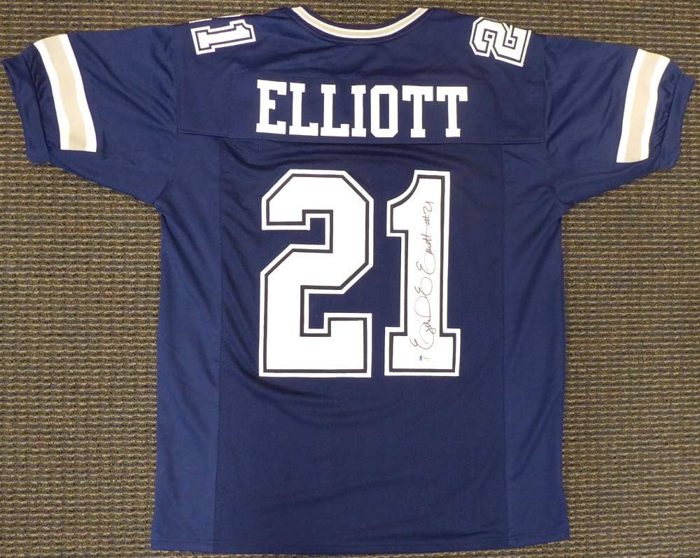 Amazon.com: Cowboys Ezekiel Elliott Autographed Blue Jersey
