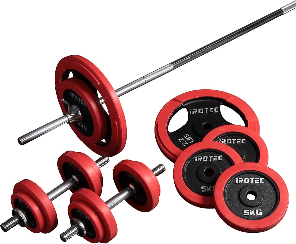 Amazon | IROTEC（アイロテック）ラバーバーベル ダンベル 70kg セット