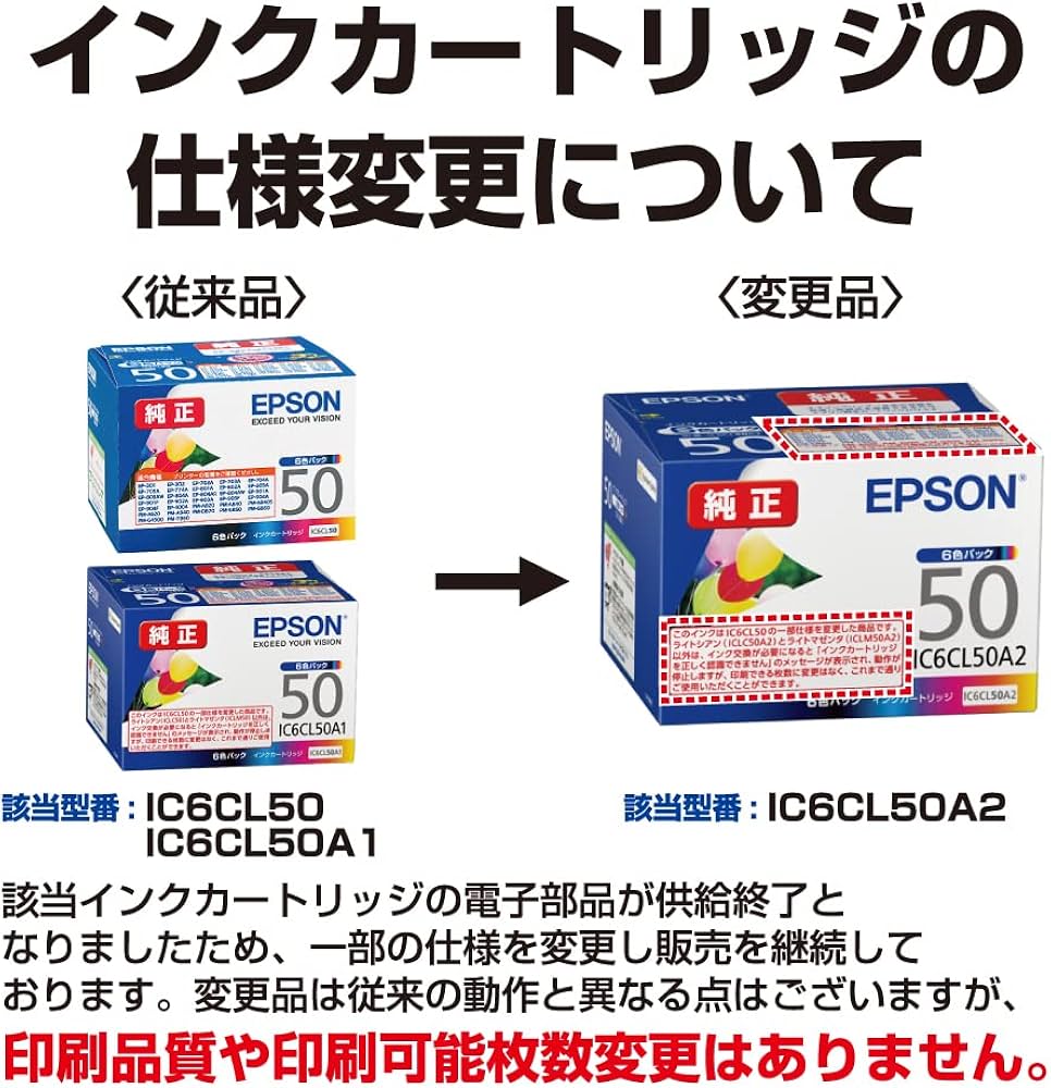 Amazon.co.jp: エプソン 純正 インクカートリッジ 風船 IC6CL50A2 6色