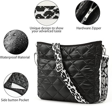 CANBOX Quilted Crossbody Bag, Puffer Shoulder Bag, Tote Bag with