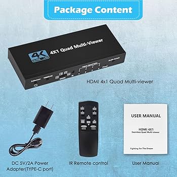 Amazon | HDMIマルチビューワースイッチ 4x1 クアッドシームレス