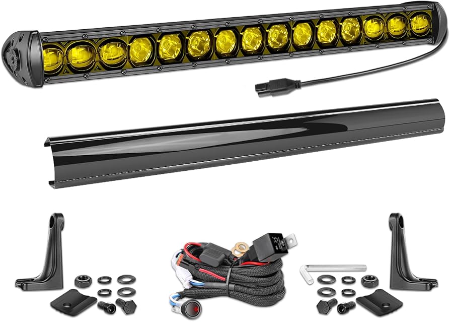 Amazon.co.jp: 20インチ アンバー LEDライトバー 配線ハーネス付き
