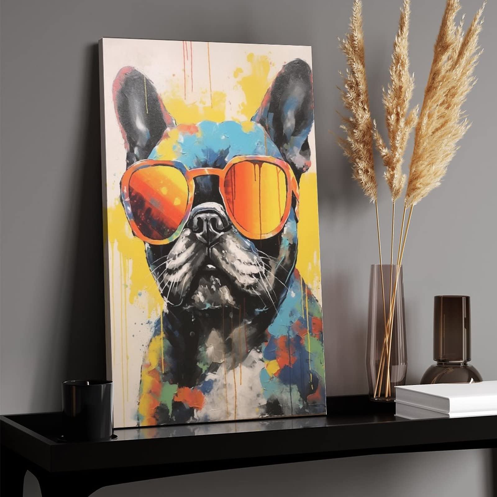 Amazon.co.jp: 絵画 サングラスをかけたフレンチ ブルドッグインテリア