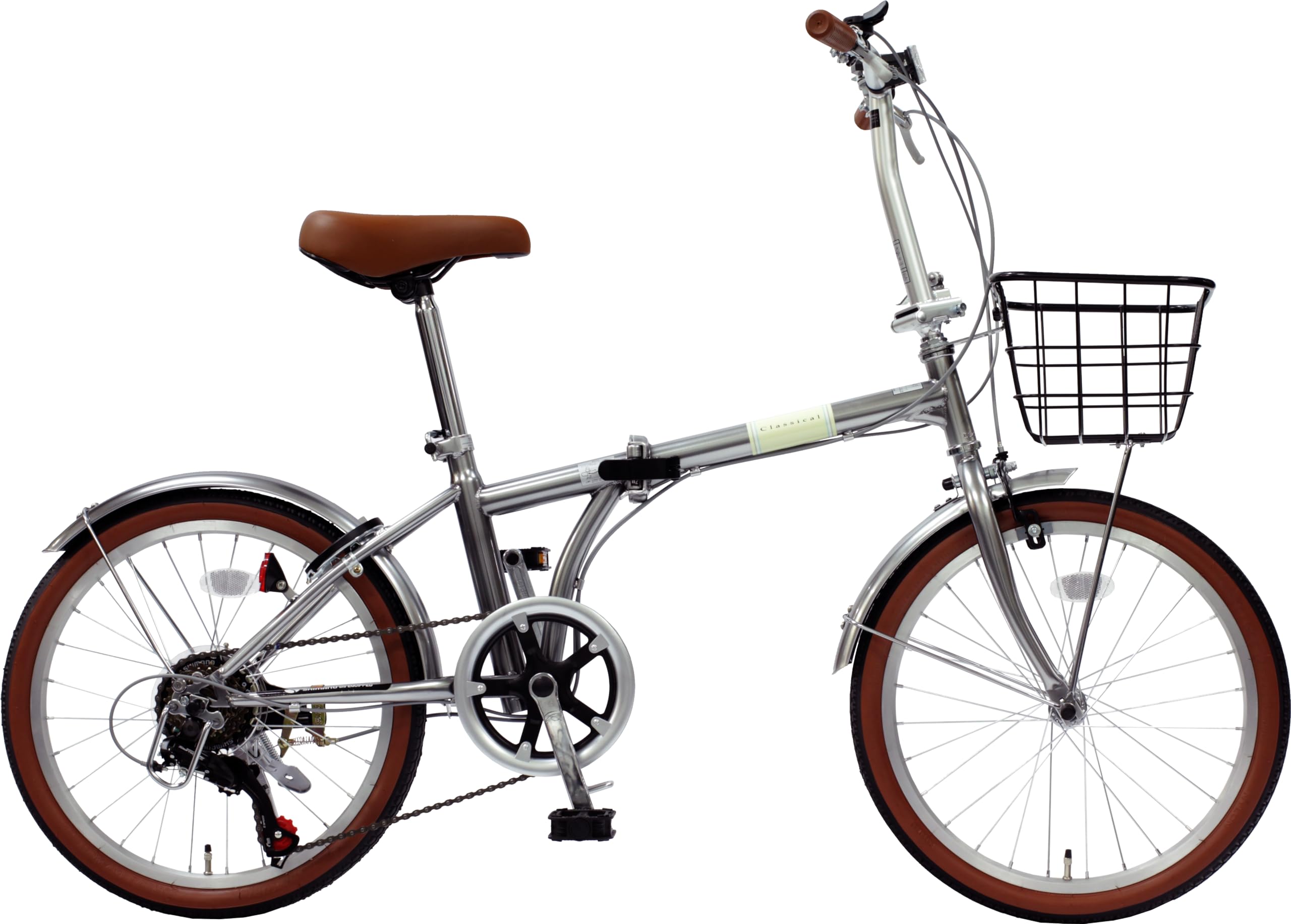 Amazon | 折りたたみ自転車 20インチ スチール シマノ製 6段変速 カゴ