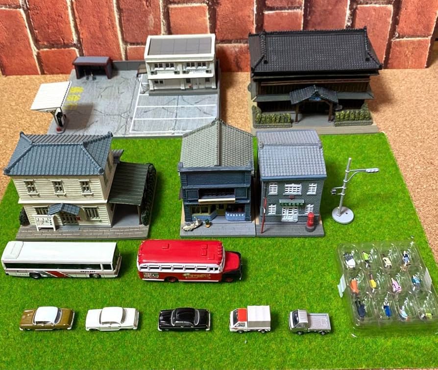 Amazon | Nゲージ ジオラマセット 昭和の街並み ジオコレ建物 車 人