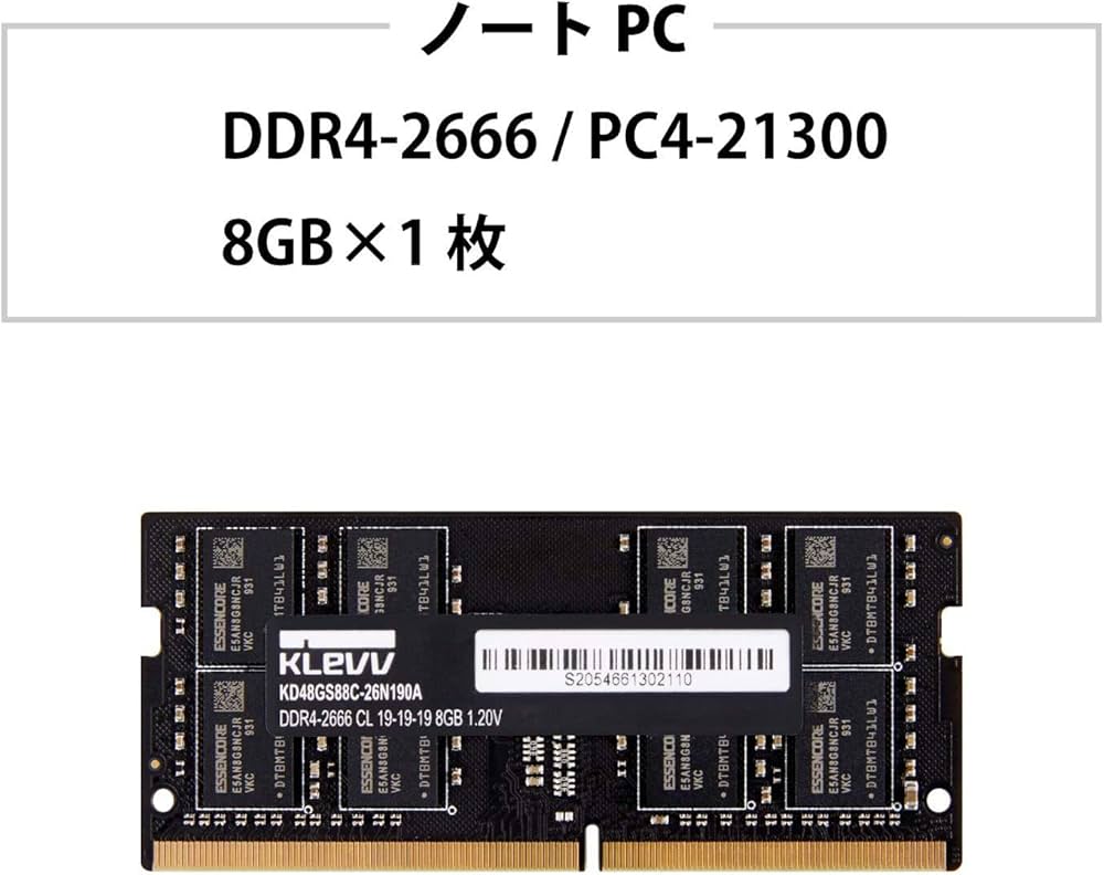 Amazon | エッセンコアクレブ KLEVV ノートPC用 メモリ DDR4 2666 PC4