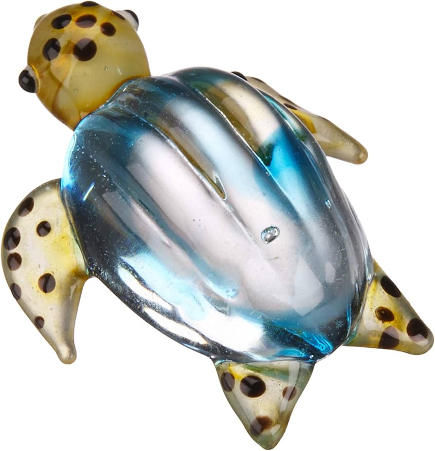 Amazon.co.jp: かわいらしい ガラス細工 ウミガメ 小 ライトブルー