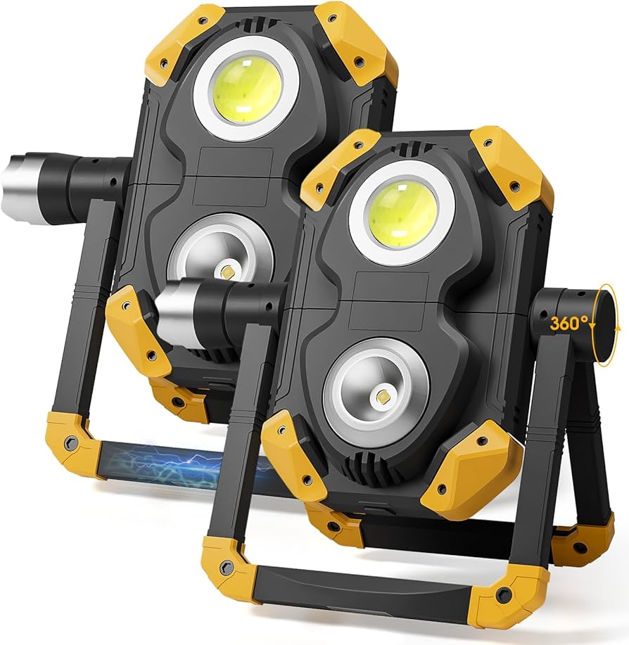 2 Pack 2500LM Magnetic Rechargeable Work Light, LED Work Light