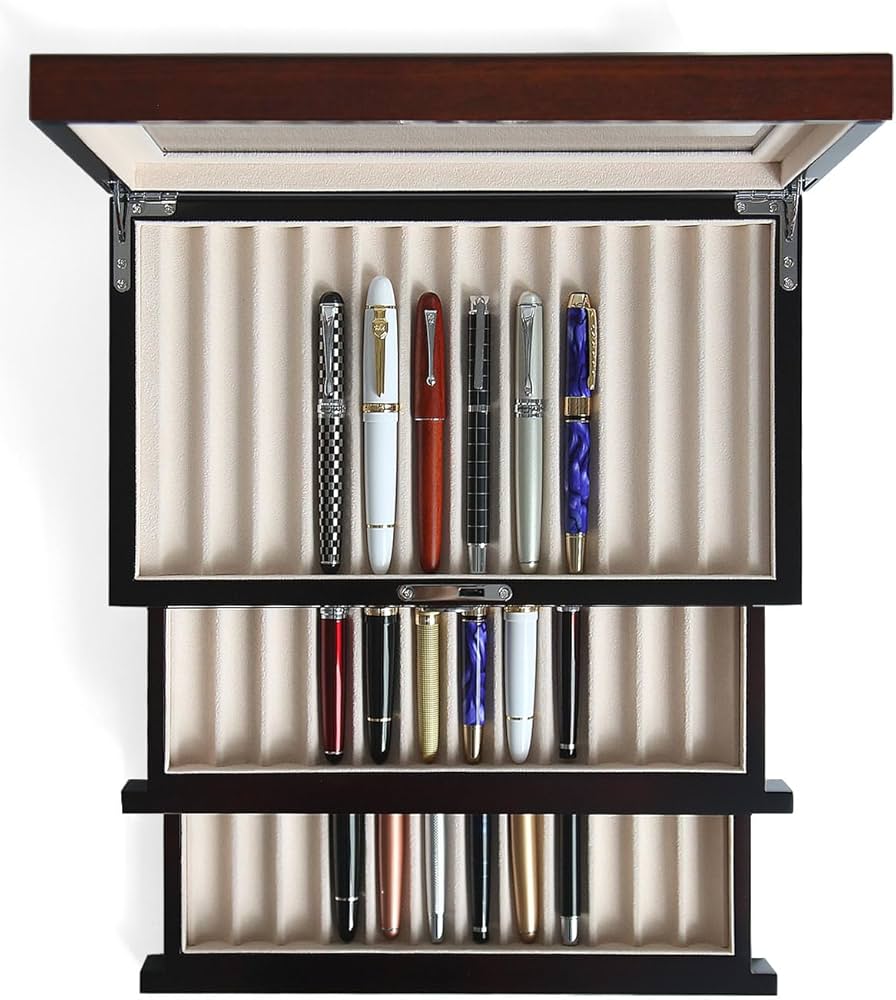 Amazon.co.jp: Besforu 木製ペンディスプレイケース 36スロット 万年筆