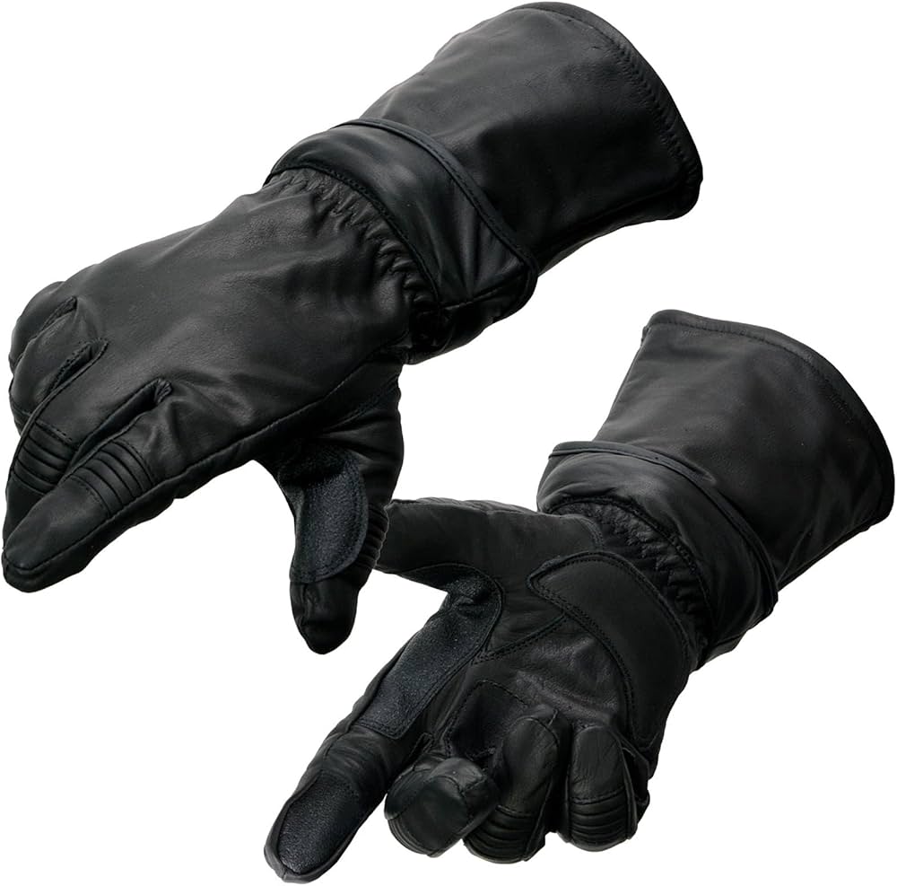 Milwaukee Leather Men's Gauntlet Motorcycle Hand Gloves-Removeable