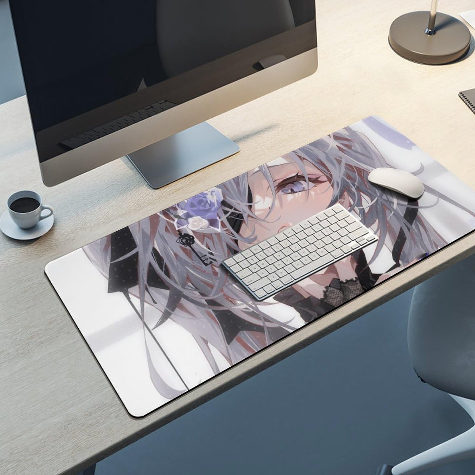 Amazon.co.jp: マウスパッド 女の子 鋭い歯 銀髪 美少女 マウスマット