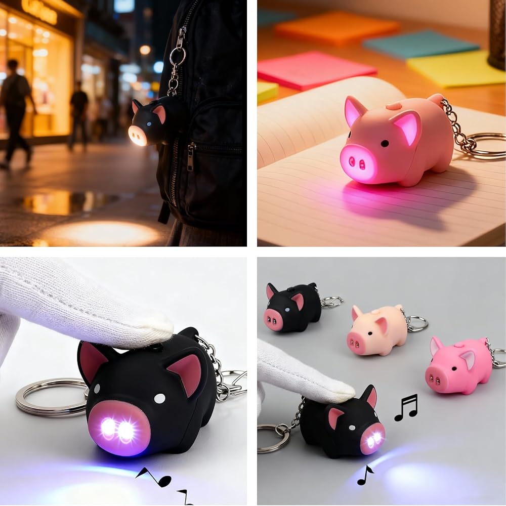 Amazon.co.jp: [TTETNLY] 3個ブタデザイン キーチェーン LED