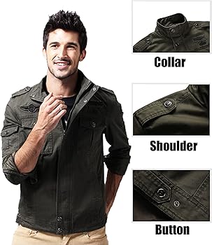 MERCIYD Men's Transition Jacket Casual Cotton military vintage